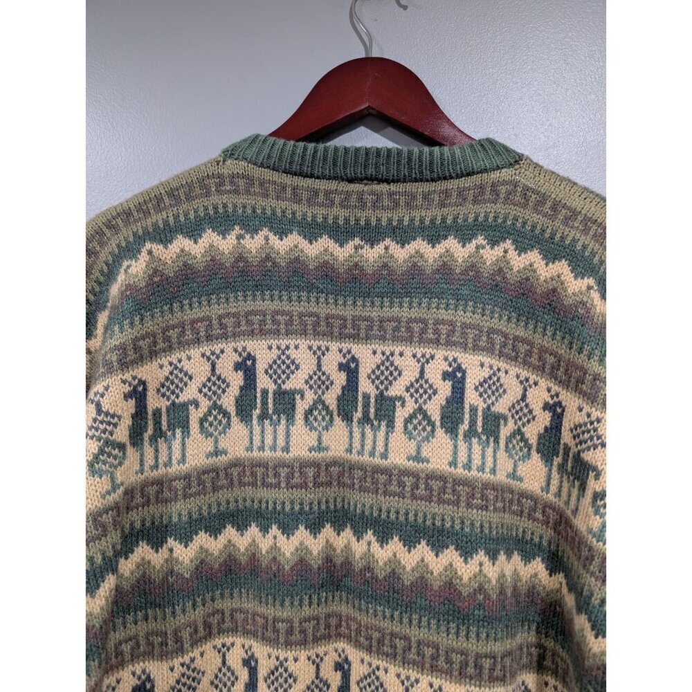 ARTESANIAS Los Incas Alpaca Sweater Pullover Green Tan Striped Long Sleeve Sz M? - Picture 16 of 16